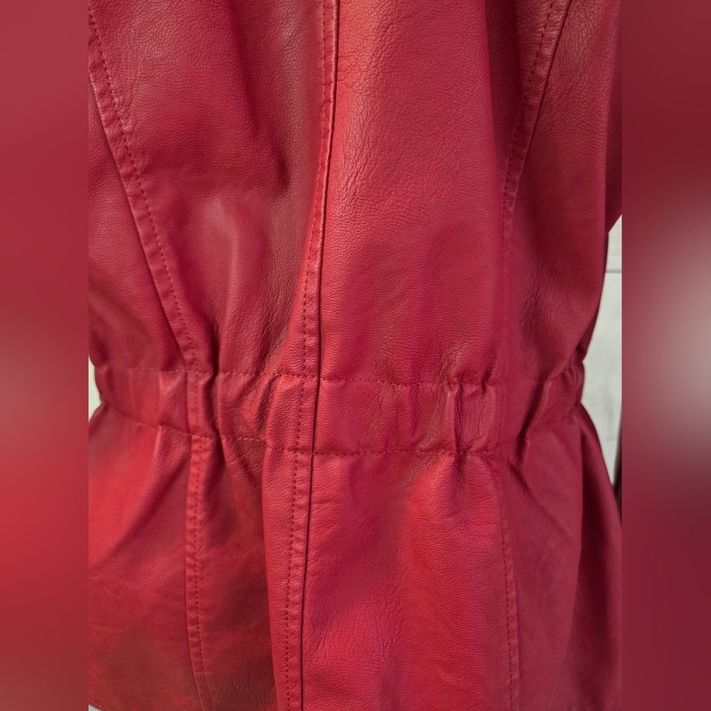 Baccini Women's Vibrant Red Faux Leather Jacket - Picture 4 of 9